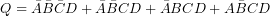 Q=\bar{A}\bar{B}\bar{C}D+\bar{A}\bar{B}CD+\bar{A}BCD+A\bar{B}CD
